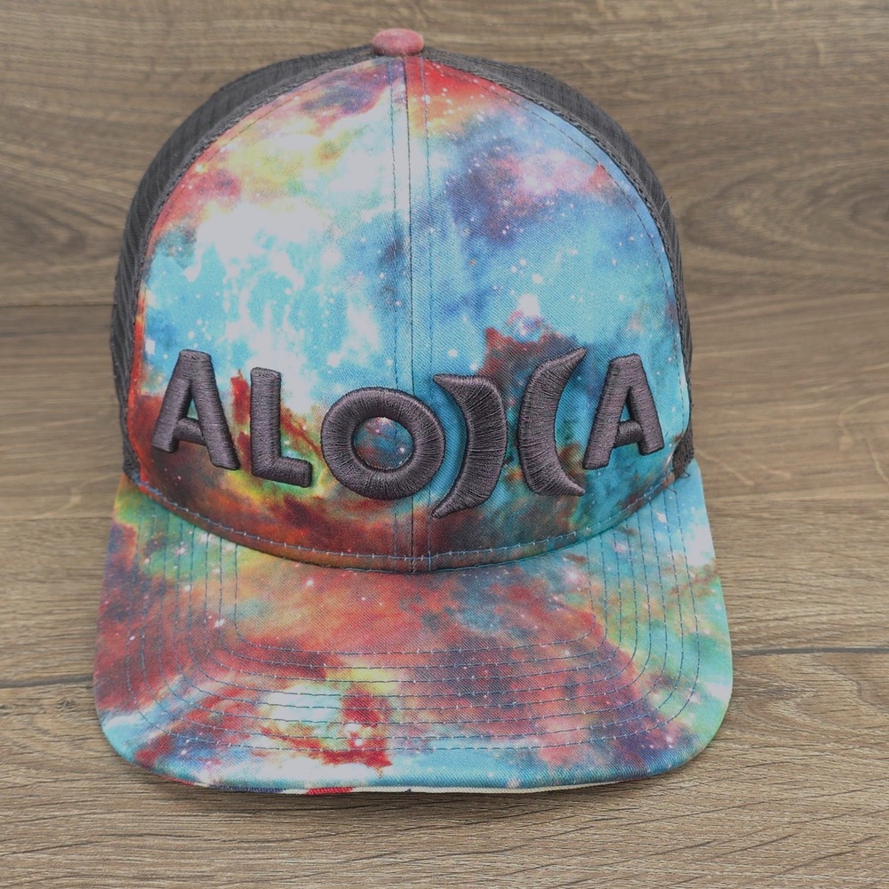 Hurley Hat Cap Mens Snap Back Blue Galaxy Nebulae Trucker Aloha Hawaii Surfer